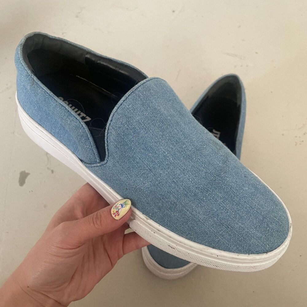 Schutz Denim Canvas Slip-On Sneaker Shoes Blue 8.5